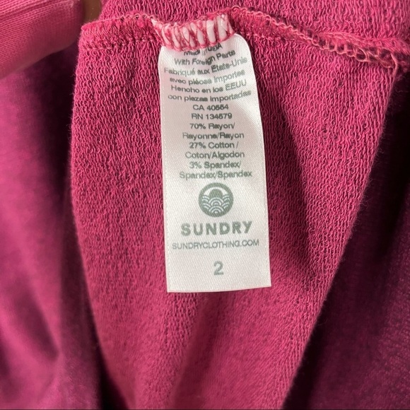 Sundry Puff Sleeve Raglan Top Magenta Size 2 Rayon Blend Sweatshirt - Picture 7 of 8